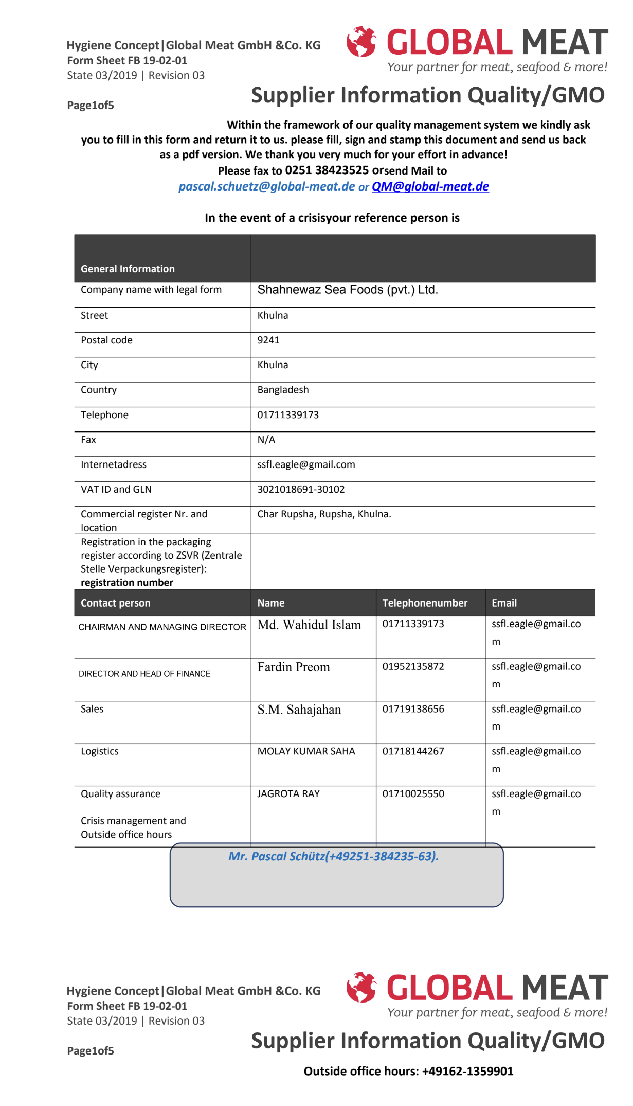GLOBAL MEAT CERTIFICATE